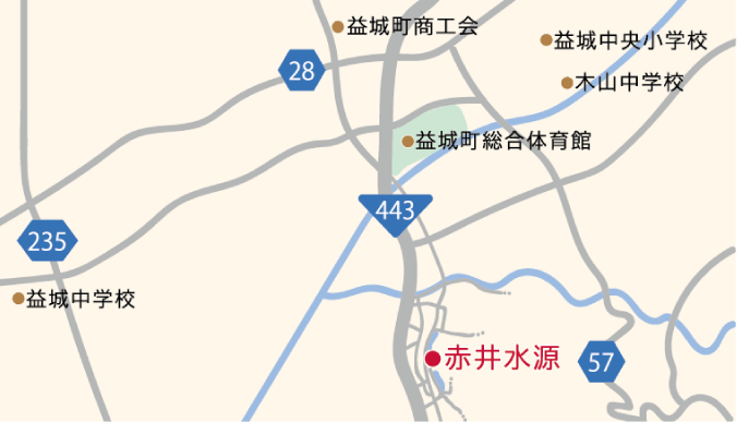 赤井水源周辺の地図