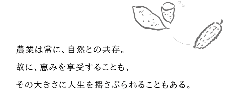 農業は常に、自然との共存。 故に恵みを享受することも、その大きさに人生を揺さぶられることもある。